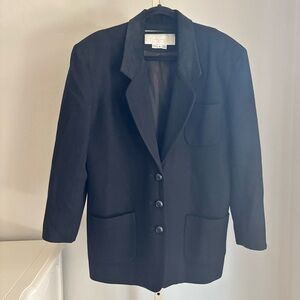 David Eliot Bruxelles Collection Vintage Women's Wool Oversized Blazer, Black, M